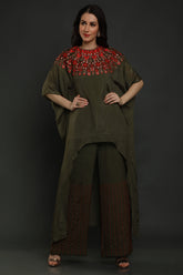 Dark Olive Kaftan With Pants