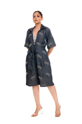 Denim Playsuit With Embroidery
