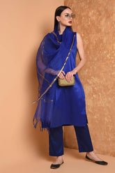 Royal Blue Silk Kurta Set