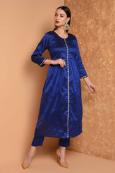 Royal Blue Embroidered Kurta Set