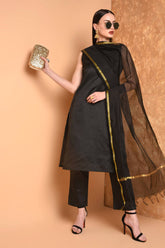 Black Silk Kurta Set