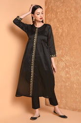 Black Embroidered Kurta Set