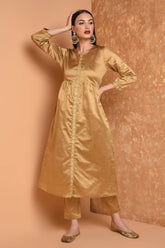 Beige Embroidered Kurta Set