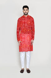 Red Kurta with Straight Fit Pant