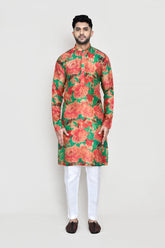 Green Kurta with Straight Fit Pant