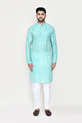 Firozi Blue Kurta with Straight Fit Pant