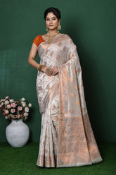 Off White Banarasi Silk Saree