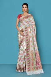 White Banarasi Silk Saree