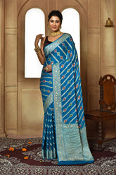 Picock Blue Banarasi Silk Saree