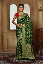 Dark Green Banarasi Silk Saree