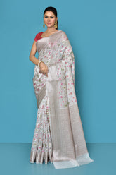 White Banarasi Silk Saree