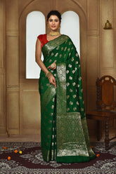 Dark Green Banarasi Silk Saree