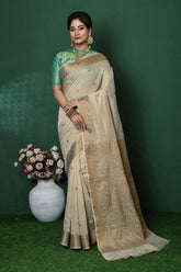 Off White Banarasi Silk Saree