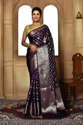 Mer Jenta Blue Banarasi Silk Saree