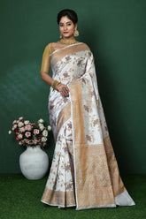 White Banarasi Silk Saree