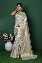 White Banarasi Silk Saree