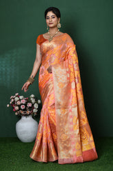 Peach Banarasi Silk Saree