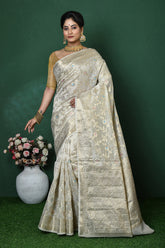 Off White Banarasi Silk Saree