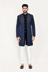 Navy Blue Indowestern with Straight Fit Pant