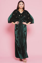 Green Velvet Hand Embellished Gown