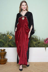 Black And Maroon Hand Embellished Gown