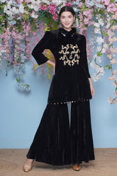 Black Velvet Sharara Set