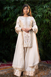 Ivory Kirandori, Gotta Kurti With Gotta Sharara And Organza Dupatta