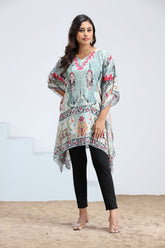 Sky Blue & White Kaftan