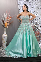 Sage Green Off Shoulder Gown