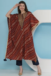 Rust Bandhani Kaftaan Set