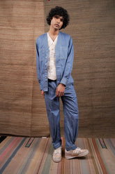 Overlayer Shirt With Chawal Takka With Patch Pocket Paired With Pants