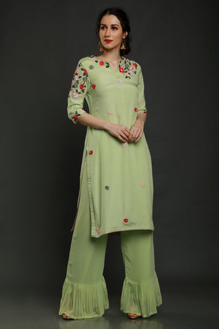 Dhara Kurta With Pleated Plazzo