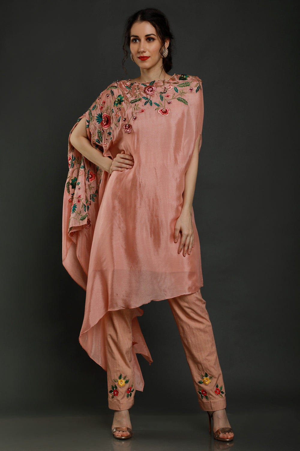 Ariana One Side Drape Kaftan With Pants