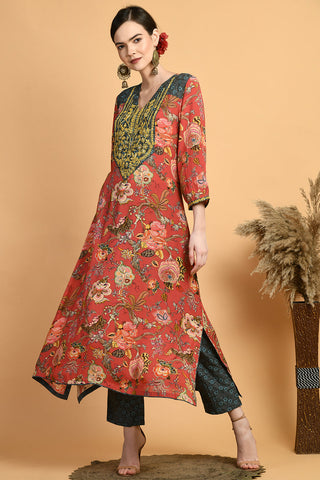 Red Kurta Set