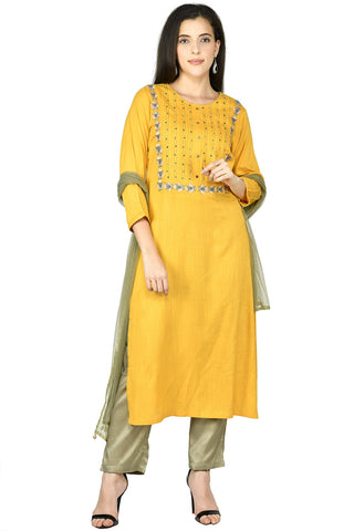 Mustard Kurta Set