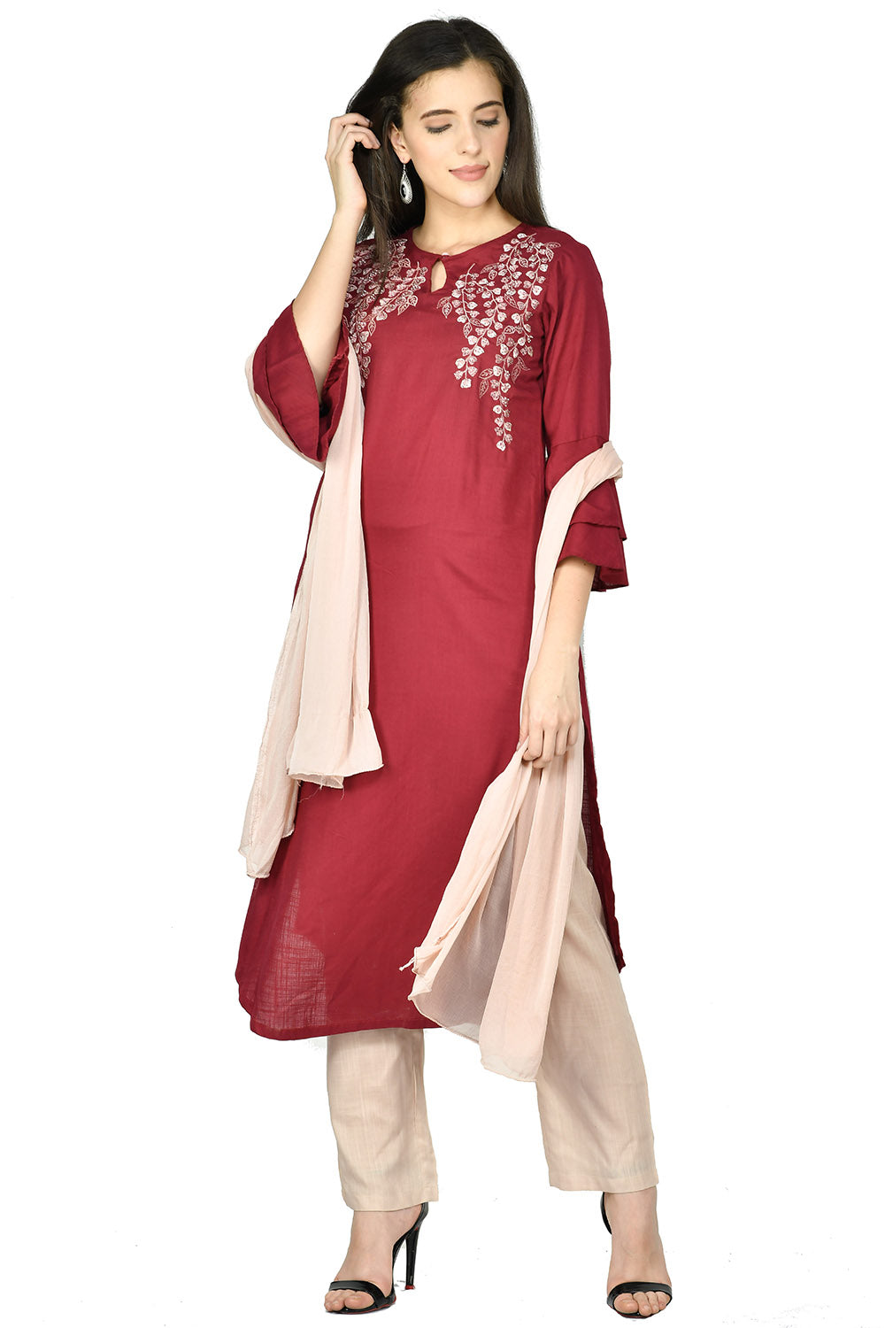 Wine Kurta Set