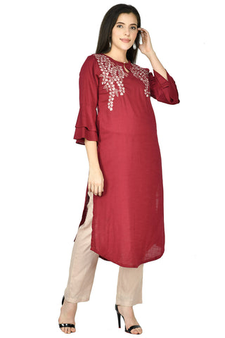 Wine Kurta Set