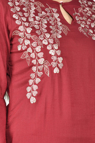 Wine Kurta Set