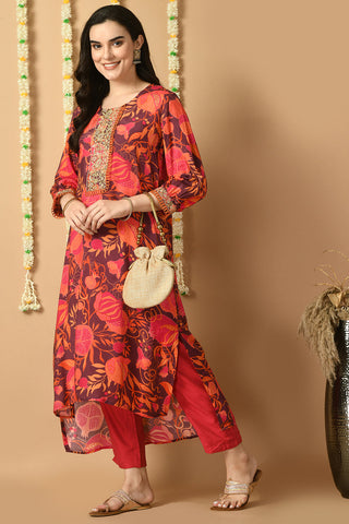 Red Kurta Set