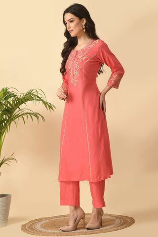 Coral Kurta Set
