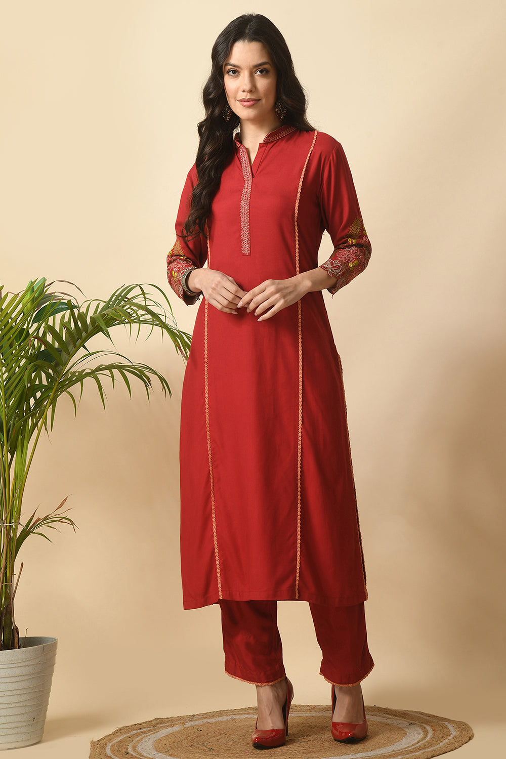 Maroon Kurta Set