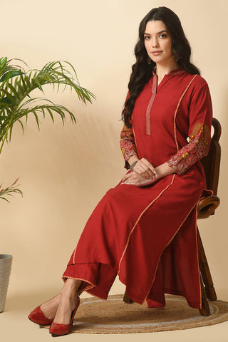 Maroon Kurta Set