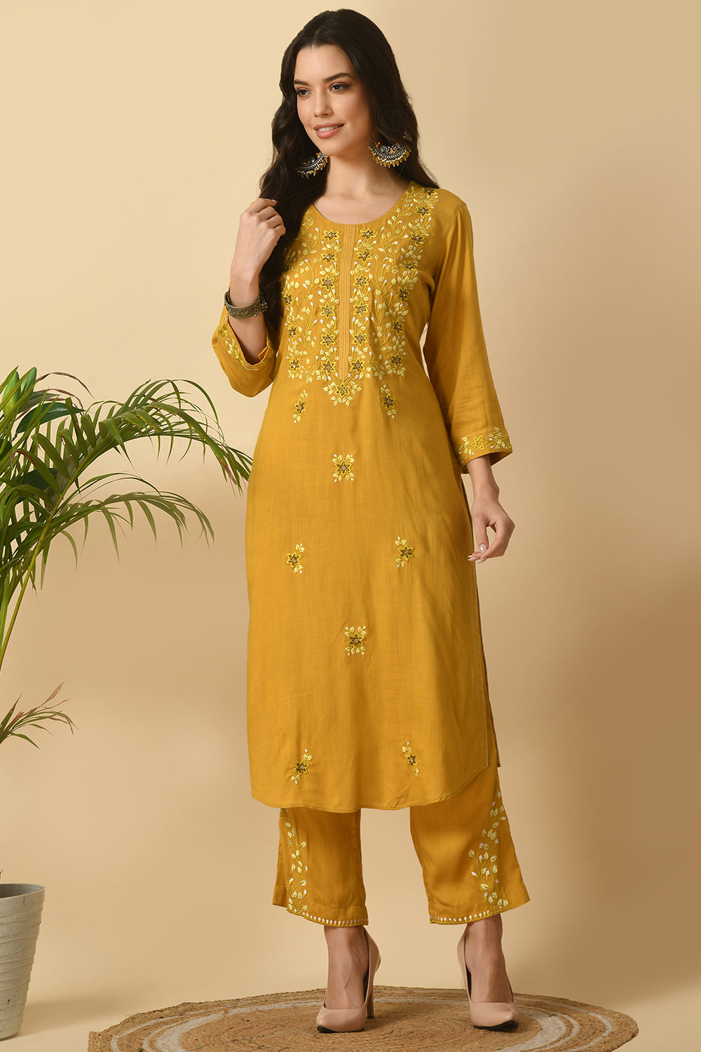 Mustard Kurta Set