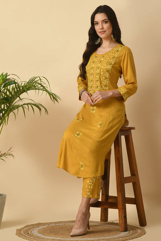 Mustard Kurta Set
