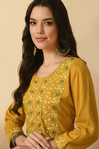 Mustard Kurta Set