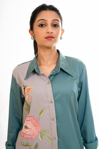 Hand  Crafted Floral Embroidered Co- Ord Set