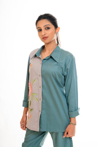 Hand  Crafted Floral Embroidered Co- Ord Set
