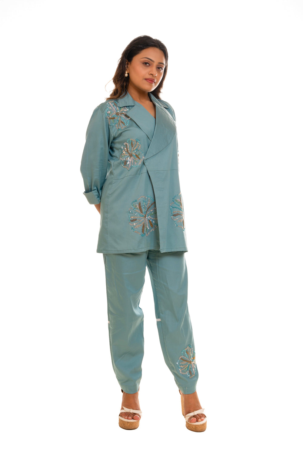 Floral Hand Embroidery Co-Ord Set