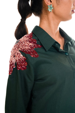 Hand Embroidered 3-D Floral Co - Ord Set