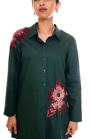 Hand Embroidered 3-D Floral Co - Ord Set